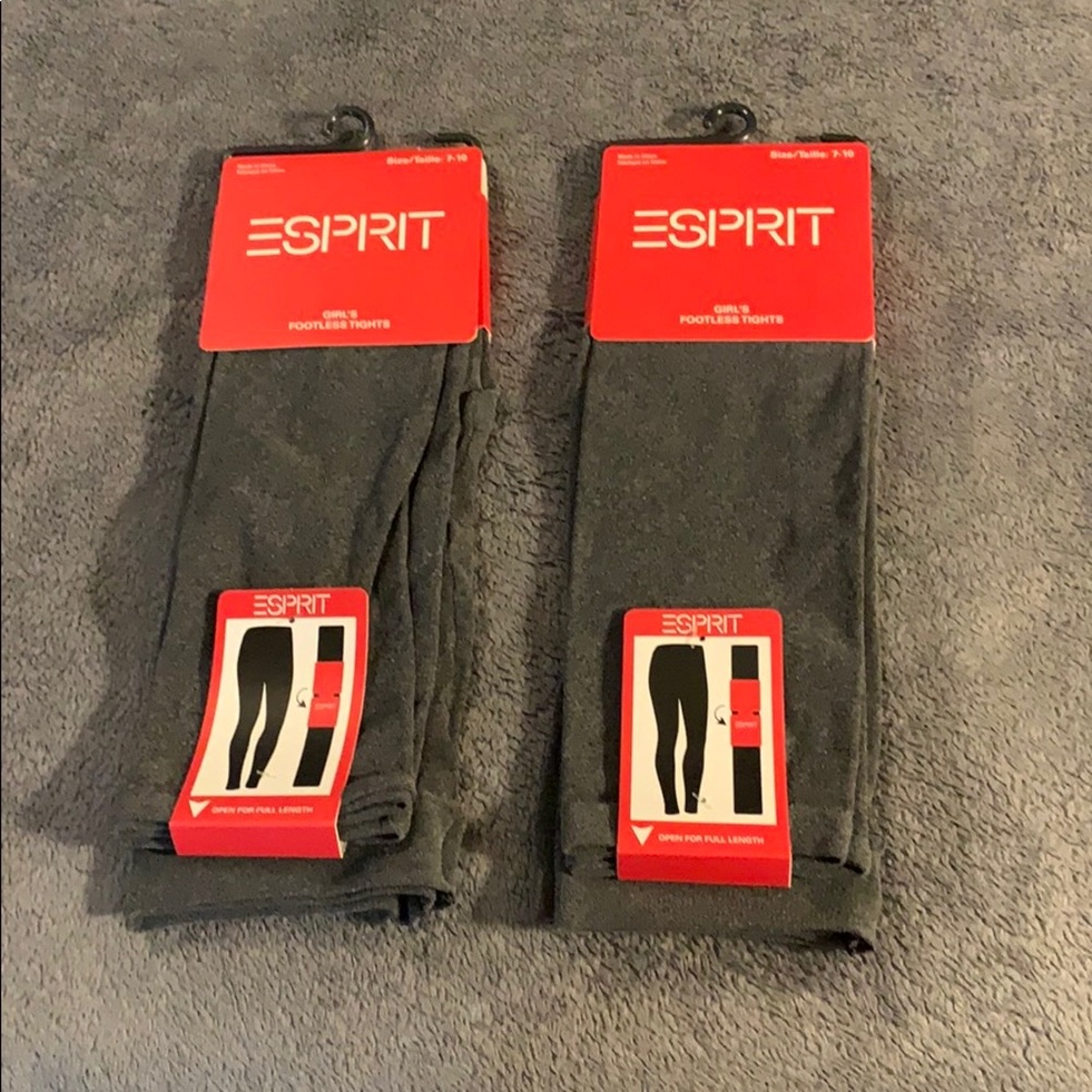 Esprit Girls Tights Footless Size 7-10 Grey NWT
